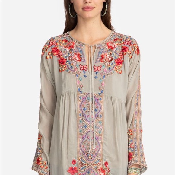 Johnny Was Alora Grain Rayon Tunic Blouse M NWT - Picture 8 of 9